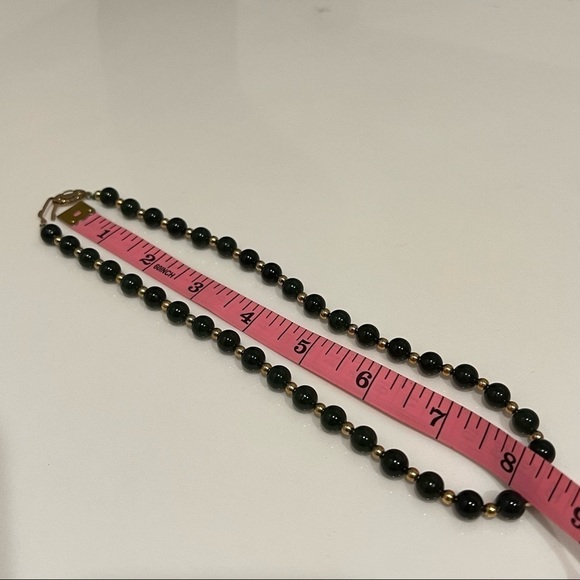 Vintage Chalcedony dark green beads short 8” necklace, unbranded - Picture 8 of 8